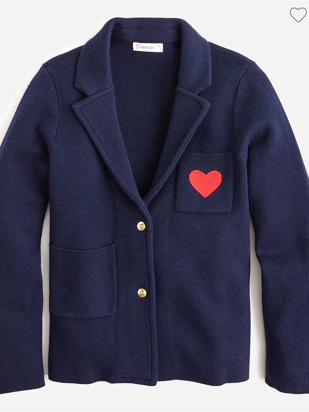 Like new! Crewcuts Preppy Navy Knit Cotton Blazer with Embroidered Red Heart